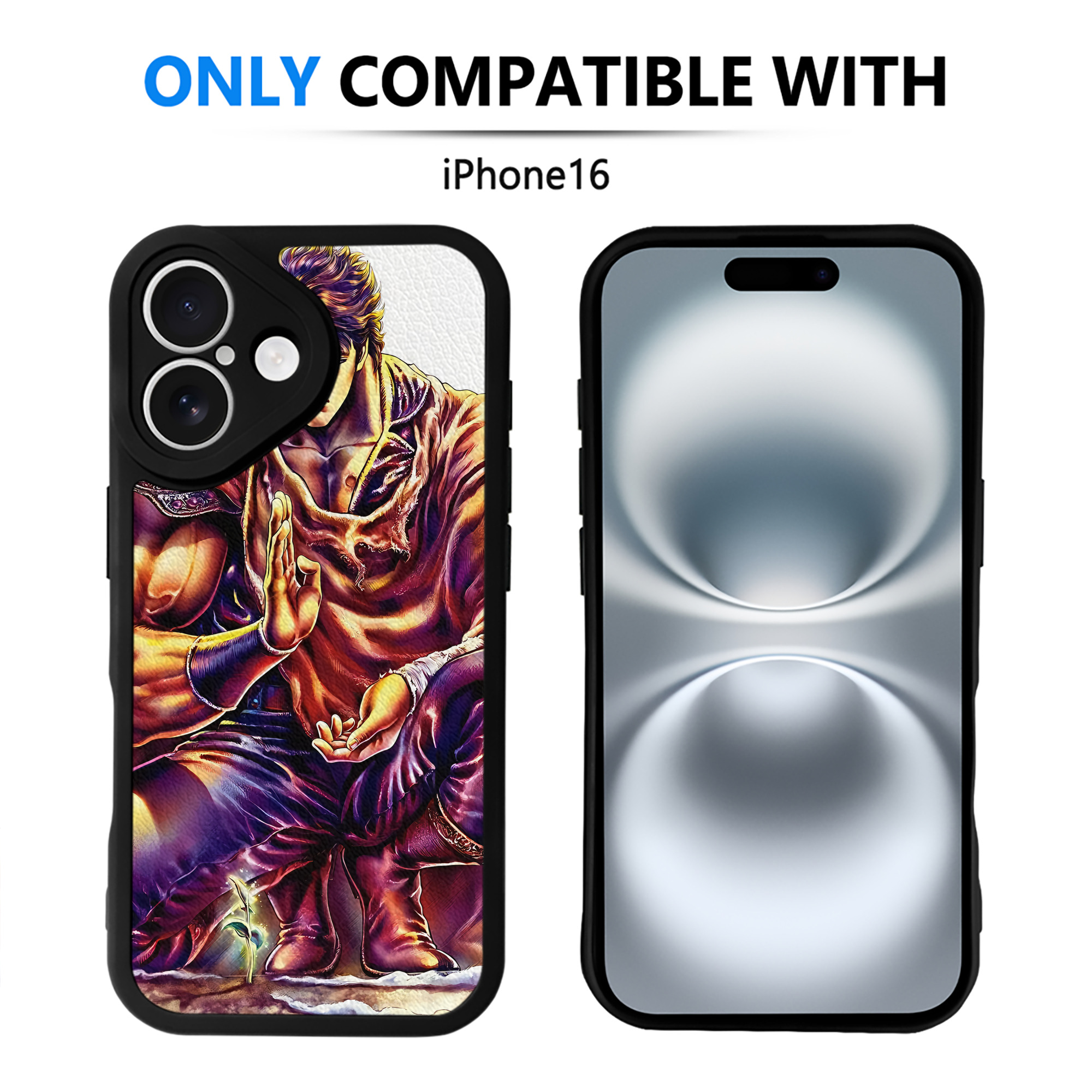 （画像用） 北斗の拳 Fist of the North Star 【iPhone 16シリーズ対応】シリコンスマホケース（レザー調） 材質：シリコン